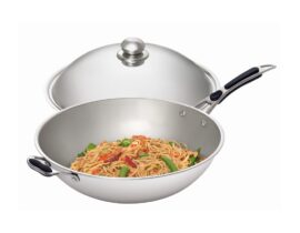 Wok pann kaanega 36cm roostevaba teras ümar põhi